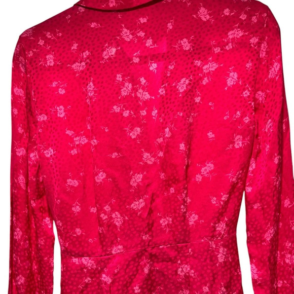 Acler Womens Dress Pink Size 2 Evanston Satin Wrap Collar Drape Shirtdress Mini - Picture 7 of 9